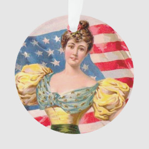 American Flag Lady Liberty Independence  Ornament