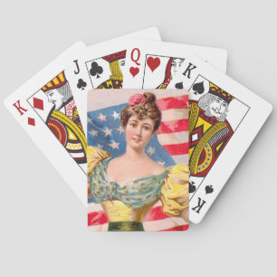 American Flag Lady Liberty Independence  Playing Cards