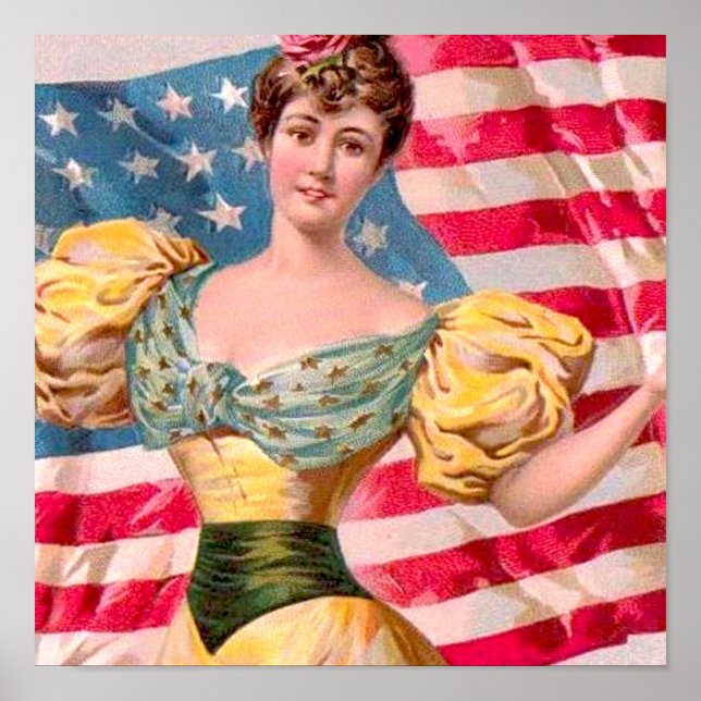 American Flag Lady Liberty Independence  Poster (Front)