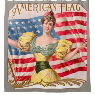 American Flag Lady Liberty Independence  Shower Curtain