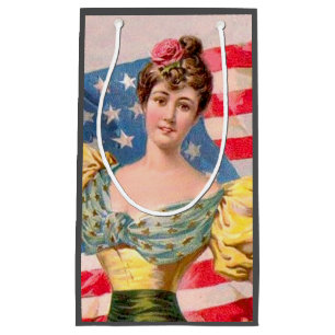 American Flag Lady Liberty Independence  Small Gift Bag