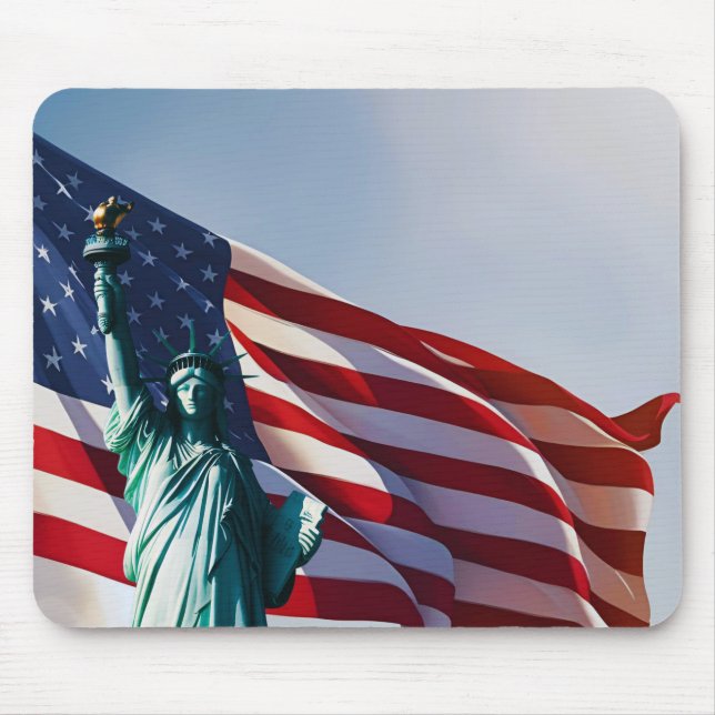 American Flag Lady Liberty Mouse Mat (Front)