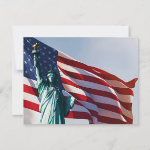 American Flag Lady Liberty Postcard