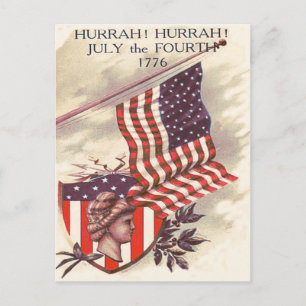 American Flag Lady Liberty Shield Postcard