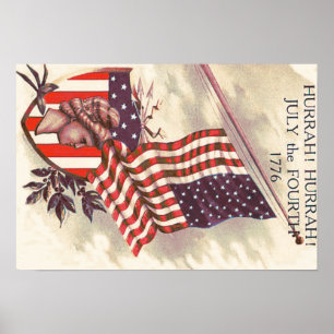 American Flag Lady Liberty Shield Poster