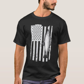 American Flag Lake Fishing Bull Trout Fish Fisherm T-Shirt