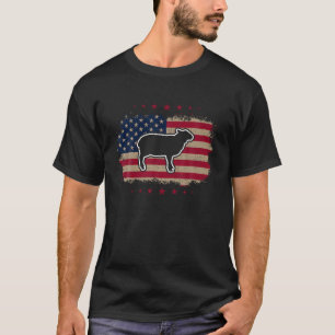 American Flag Lamb Retro Vintage T Shirt