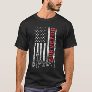 American flag land Surveyor surveying puns enginee T-Shirt