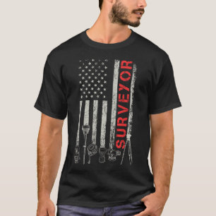 American flag land Surveyor surveying puns enginee T-Shirt