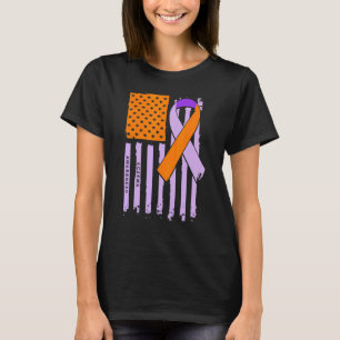 American Flag Lavender & Orange Ribbon Eczema Awar T-Shirt