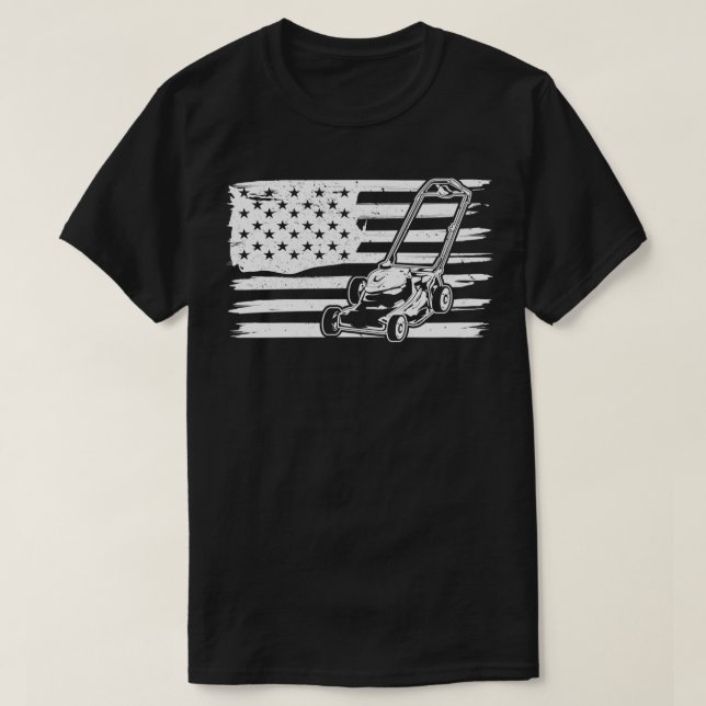American Flag Lawnmower Shirt Lawn Mowing Shirt La (Design Front)