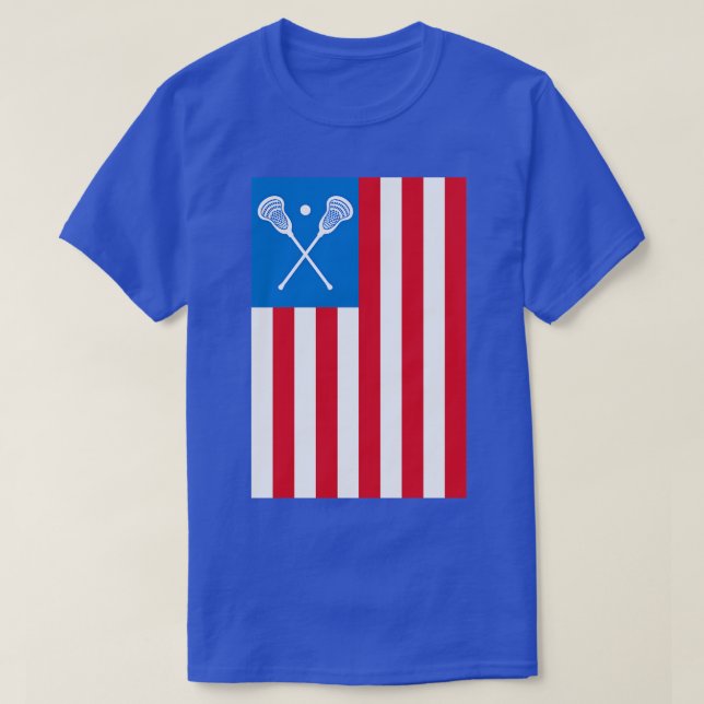 American Flag Lax 4th of July Lacrosse Helmet Stic T-Shirt (Design Front)