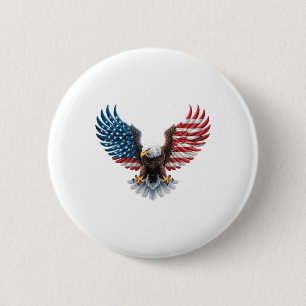 American Flag Ld Eagle Patriotic Pride 4th Of July 6 Cm Round Badge
