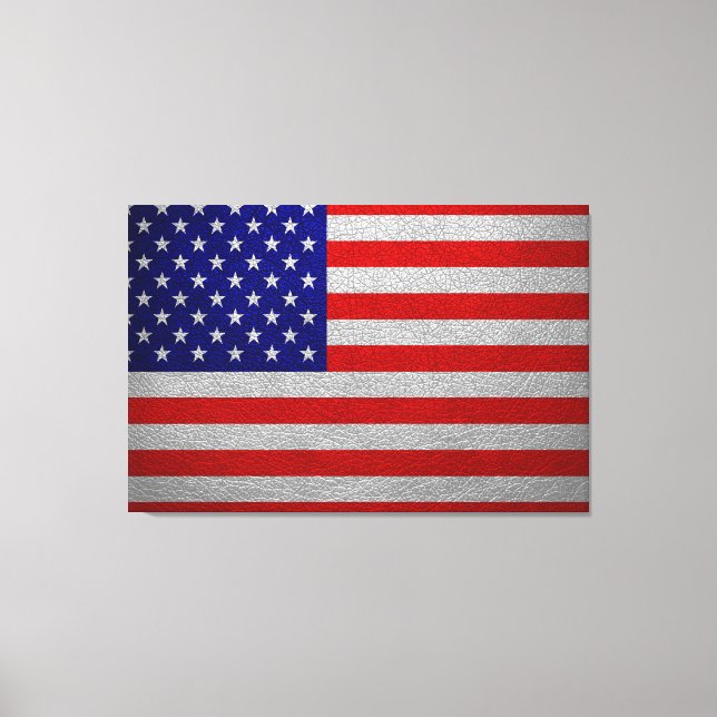 American Flag Leather Canvas Print (Front)