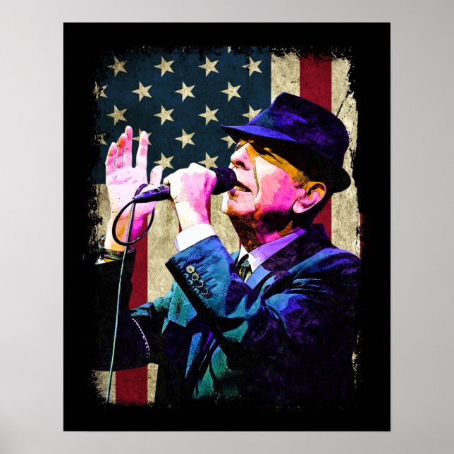 American Flag Leonard Cohen Vintage USA Flag Poster (Front)
