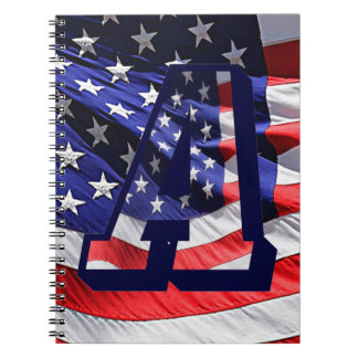 American Flag & Letter "A" Spiral Notebook