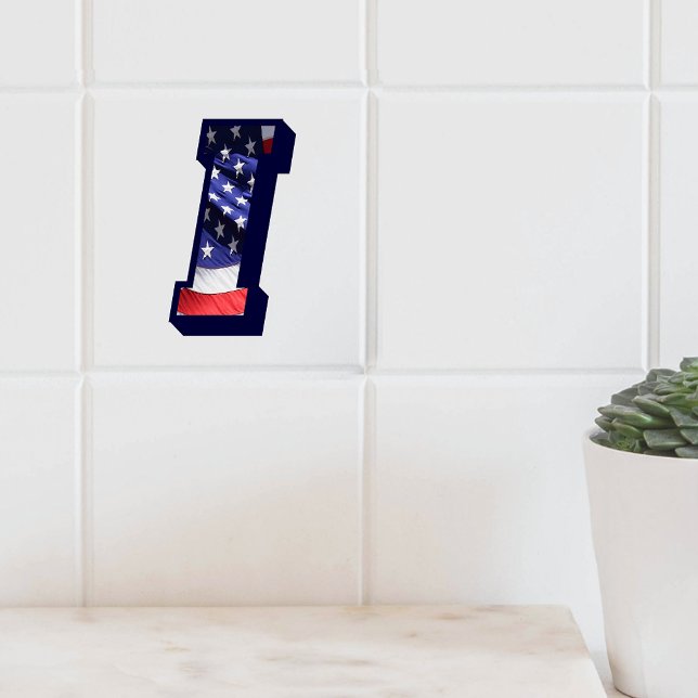 American Flag Letter "I" Large Photo Ceramic Tile (American Flag Letter "I" Large Photo Ceramic Tile)