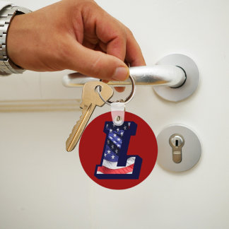 American Flag Letter "L" Key Ring