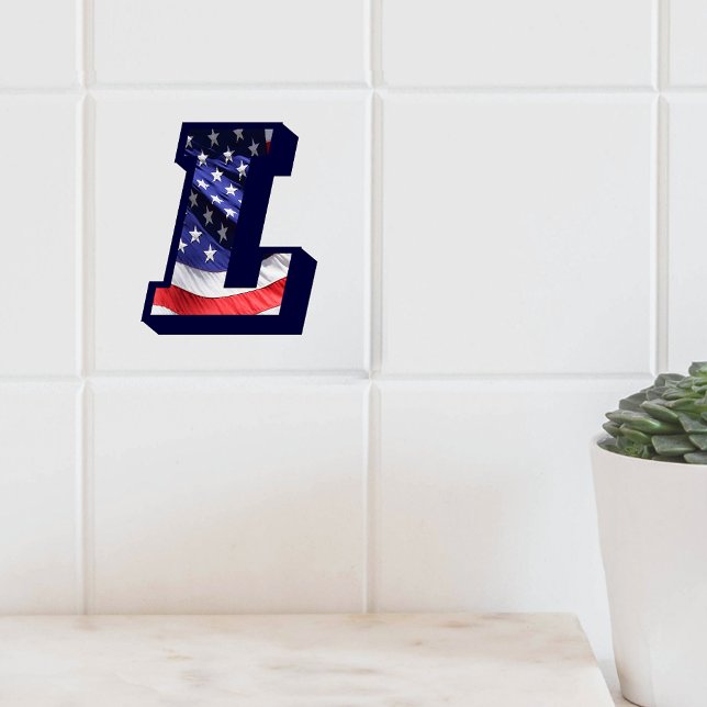 American Flag Letter "L" Small Photo Ceramic Tile (American Flag Letter L Small Photo Ceramic Tile)