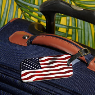 American Flag License Plate Luggage Tag