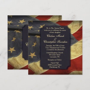 American Flag Light Text Wedding Invitations