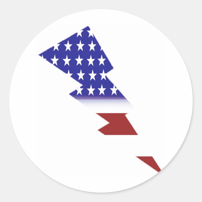 American Flag - lightning shape Classic Round Sticker (Front)