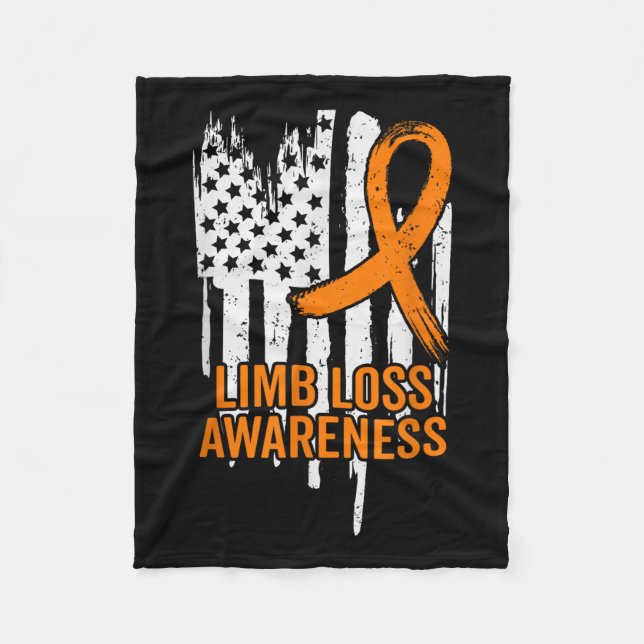 American Flag Limb Loss Awareness Hand Leg Amputee Fleece Blanket (Front)