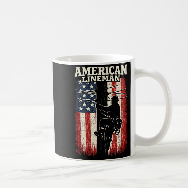 American Flag Lineman Electric Worker Pride Coffee Mug (Right)