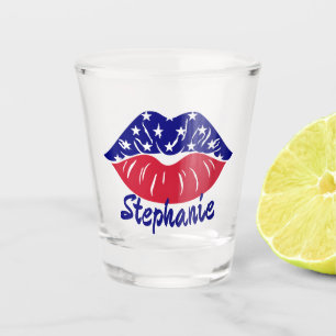 American Flag Lips Patriotic Celebration Design Shot Glass