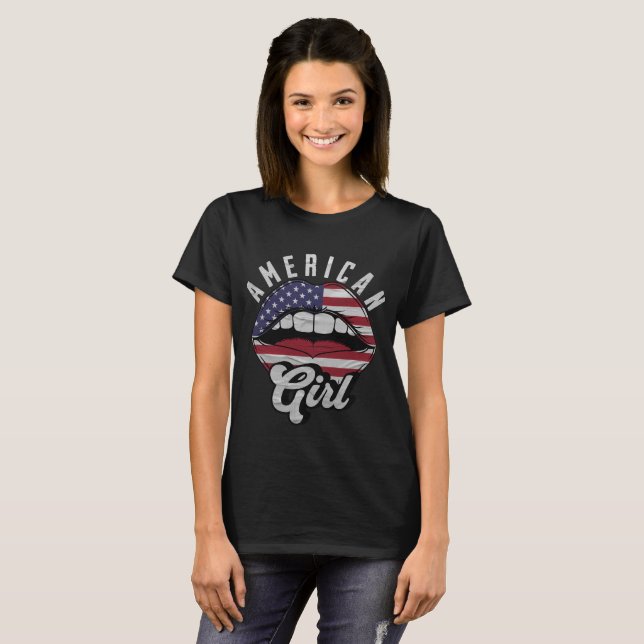 American flag lips Patriotic  T-Shirt (Front Full)