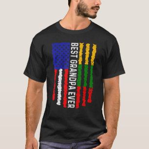American Flag Lithuania Flag Best Grandpa Ever Fam T-Shirt