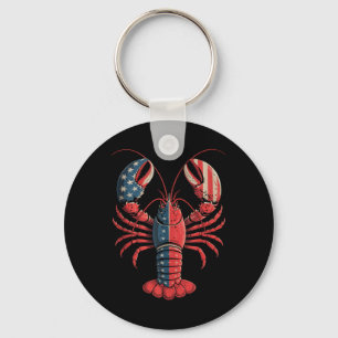 American Flag Lobster Patriotic Crawfish Season 4t Key Ring