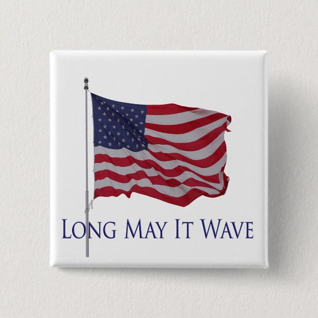 american flag, long may it wave button (Front)