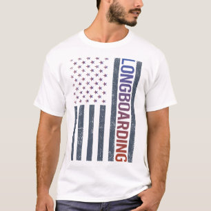 American Flag Longboarding Longboard Longboarder T-Shirt