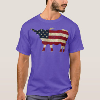 American Flag Longhorn Cattle T-Shirt