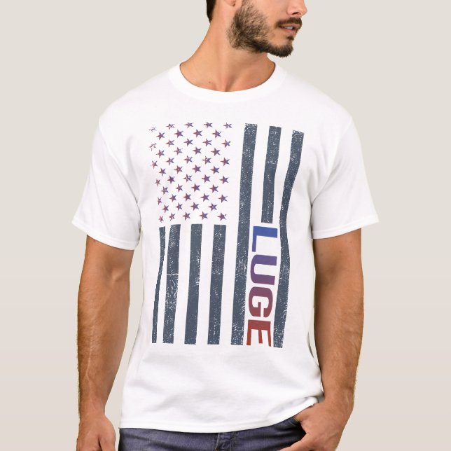 American Flag Luge Luger T-Shirt (Front)