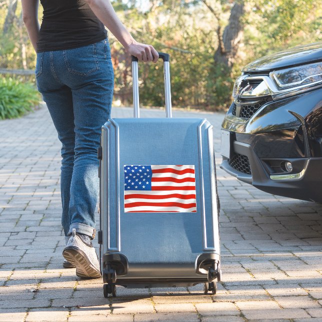 AMERICAN FLAG LUGGAGE OR CAR DECAL STICKER (Suitcase Insitu)
