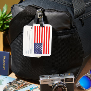 American flag luggage tag for suitcase or bag