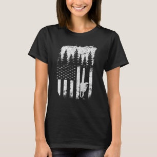 American Flag Lumberjack Foresters Wood Chainsaw T-Shirt