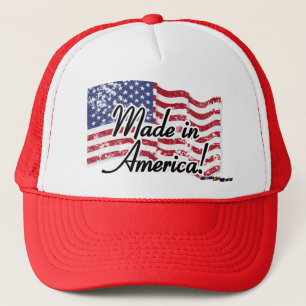 American Flag - Made in America! - distressed Trucker Hat