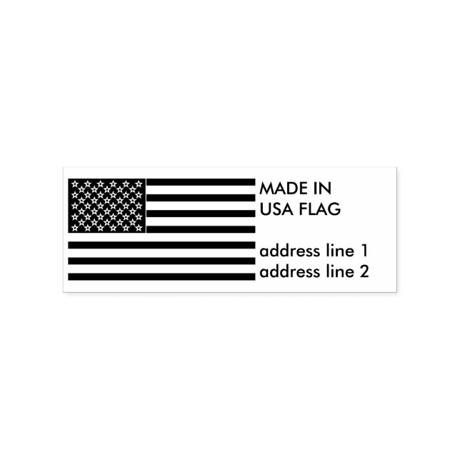 American Flag Made in USA address Rubber Stamp (Imprint)