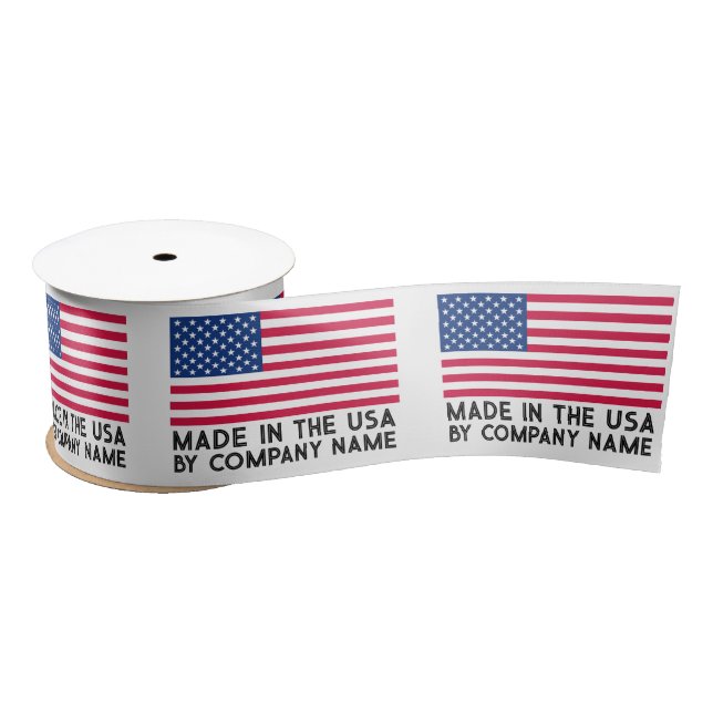  American Flag Made In USA Branded Clothing Labels Satin Ribbon (Spool)