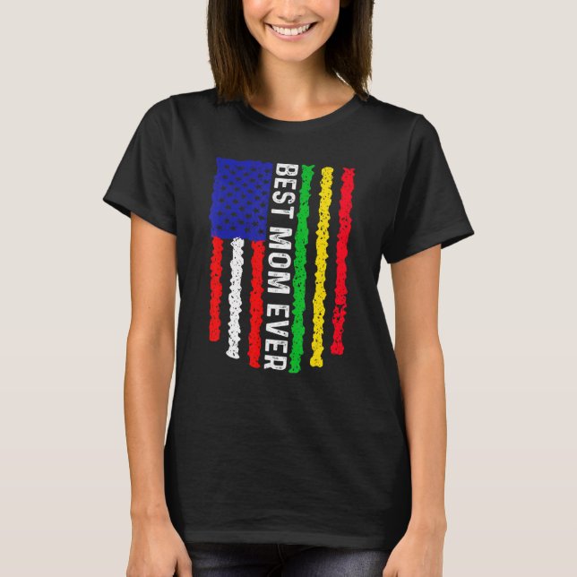 American Flag Mali Flag Best Mum Ever Family T-Shirt (Front)