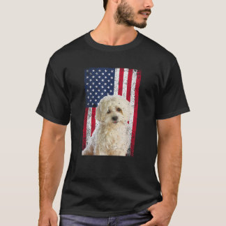 American Flag Maltese Dog Lover Funny 4th of July  T-Shirt