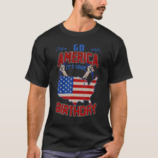 American Flag Map Go America It's Your Birthday T-Shirt