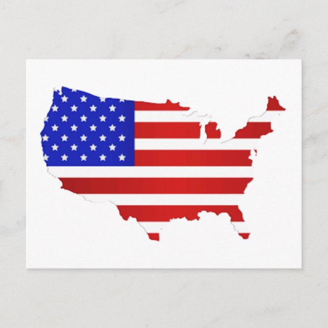 American Flag Map of the United States of America Postcard (Front)