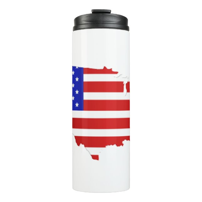 American Flag Map of the United States of America Thermal Tumbler (Front)
