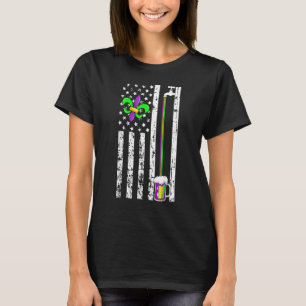 American Flag Mardi Gras Carnival Parade Masquerad T-Shirt