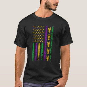 American Flag Mardi Gras Cool Mardi Gras Crawfish T-Shirt