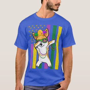 American Flag Mardi Gras Corgi Dog Festival Puppy  T-Shirt